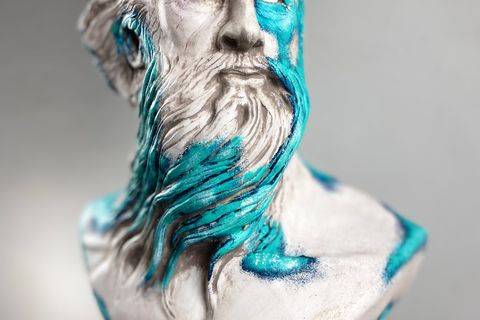 POSEIDON BLUE CORAL POP ART DEKORATİF ROMA YUNAN HEYKELLERİ