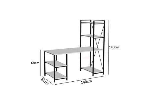BERFİN KİTAPLIKLI METAL BİLGİSAYAR ÇALIŞMA MASASI, CEVİZ