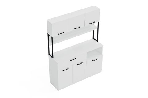 LAVO ÇEKMECELİ ÇOK AMAÇLI KAHVE KÖŞESİ DOLABI, BEYAZ, 6 KAPAKLI