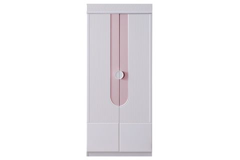 VİRA DOLAP VE LEDLİ KİTAPLIK, PEMBE, 4 KAPAKLI