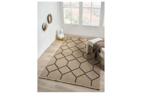 QUEEN SERİSİ JÜT HASIR GÖRÜNÜMLÜ DOKUMA MAKİNE HALISI, SIYAH, 160X250, 669