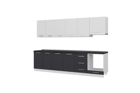 MİNAR  ELA 300 CM MUTFAK DOLABI BEYAZ ANTRASİT 300-A6
