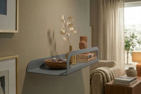 GALVANİZ METAL MİMARİ DUVAR RAFI, CAM GRİ, 40X10X5 CM