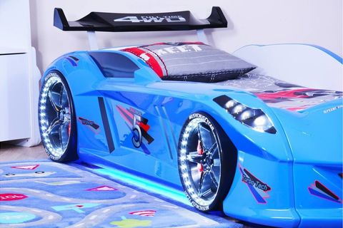 JAGUAR ARABALI YATAK FULL LEDLİ, MAVİ, 90X190