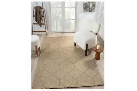 QUEEN SERİSİ JÜT HASIR GÖRÜNÜMLÜ DOKUMA MAKİNE HALISI, BEJ, 120X500, 669