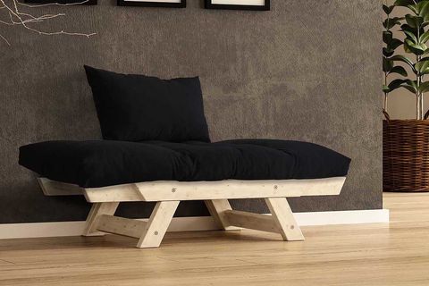 WOODESK ADALAR MASİF AHŞAP BERJER, NATURAL-SİYAH RENK