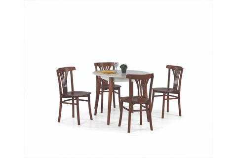 SİENA SABİT MASA VE DEKOPAJLI SANDALYE TAKIMI, BEYAZ CEVİZ,90X90