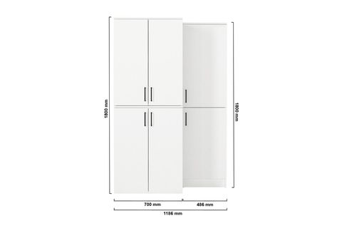 TANİ ROVİ ÇAMAŞIR VE KURUTMA MAKİNESİ BANYO DOLABI, ÜTÜ MASASI BÖLMELİ, BEYAZ