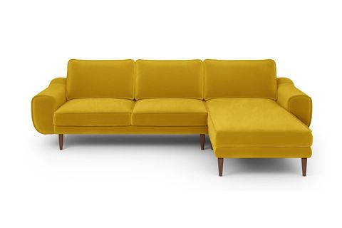 KLEM KADİFE KÖŞE KOLTUK, 280X171, AHŞAP AYAK, HARDAL