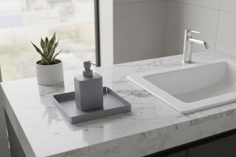 GALVANİZ METAL KARE BANYO TABLASI, CAM GRİ, 10102 CM