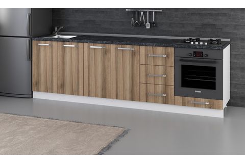 MİNAR 265 CM MUTFAK DOLABI BEYAZ DORE 265-D3-ALT MODÜL