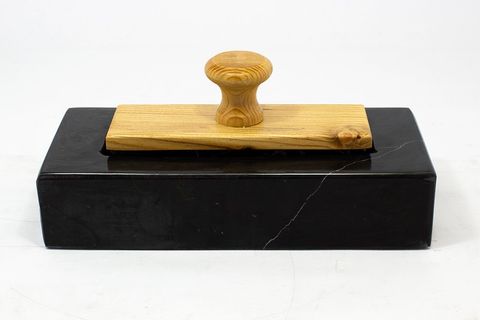 GRİNDER AHŞAP SAPLI DİKDÖRTGEN MERMER HAVAN SİYAH