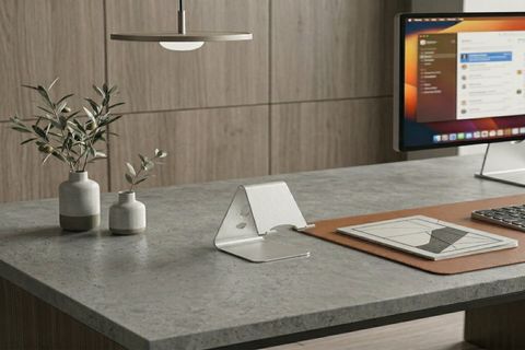 PASLANMAZ ÇELİK MASAÜSTÜ TELEFON STANDI, GÜMÜŞ GRİ, 7X10X5 CM