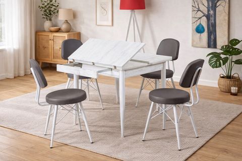 KARE KARTAL MASA, BEYAZ, 80X70