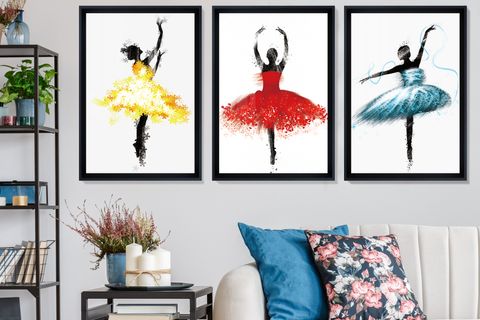 BALLERİNA GİRLS TABLO SETİ, SİYAH ÇERÇEVE, 33X48