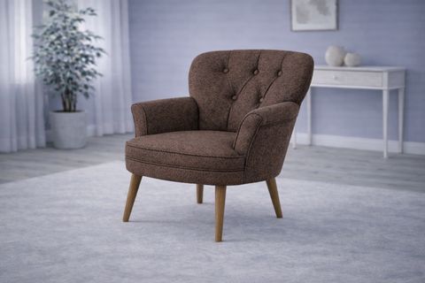 PUFY KOLLU TEKLİ BERJER, KAHVERENGİ, CEVİZ AYAK