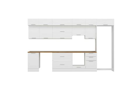ALVİNKA 390X240 CM KLASİK MEBRAN MUTFAK DOLABI, MB E90S50S50 1 MEBRAN BEYAZ SUNTALAM