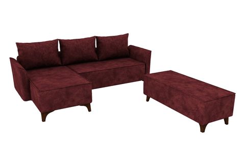 WOODESK PERA PUFLU KÖŞE TAKIMI, BORDO