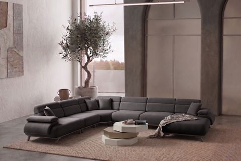 ALASKA YATAKLI MODÜLER U SAĞ KÖŞE KOLTUK TAKIMI KASALI, ANTRASİT
