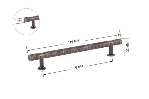 ZİRVE FULYA ALÜMİNYUM KULP, ANTİK GÜMÜŞ, 96 MM