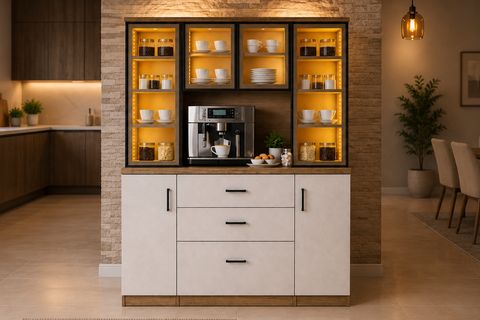 ADREA KAHVE KÖŞESİ ÇOK AMAÇLI RAFLI İKİ KAPAKLI DOLAP
