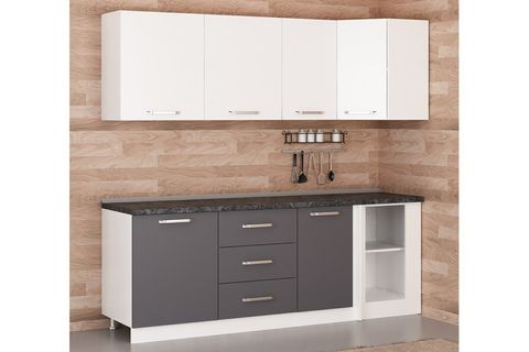 MİNAR 225CM KÖŞE MUTFAK DOLABI BEYAZ ANTRASİT K225A3