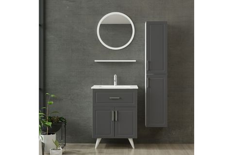 SANYA BANYO DOLABI AY2K1Ç25, BEYAZ ANTRASİT, 65 CM