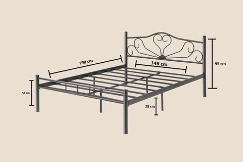 EVGER METAL KARYOLA, K50, SİYAH, 140X190