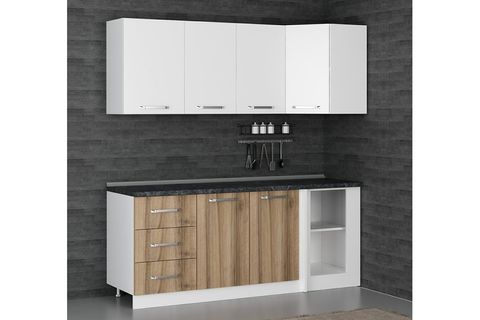 MİNAR 200CM KÖŞE MUTFAK DOLABI BEYAZ DORE K200D2