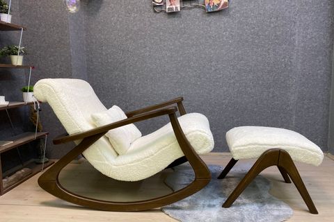 ASEDİA EKOL SALLANAN SANDALYE, TEDDY KREM, CEVİZ AYAK