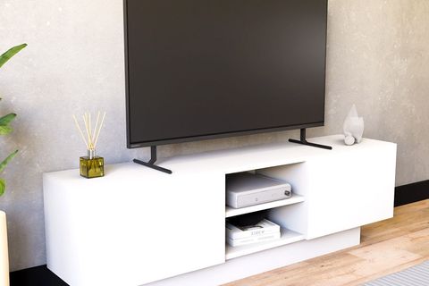 DORA ÇİFT KAPAKLI TELEVİZYON SEHPASI, BEYAZ, 140 CM