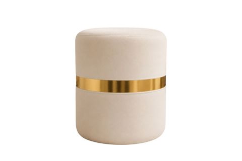 ALORA GOLD ŞERİTLİ SİLİNDİR PUF, KREM