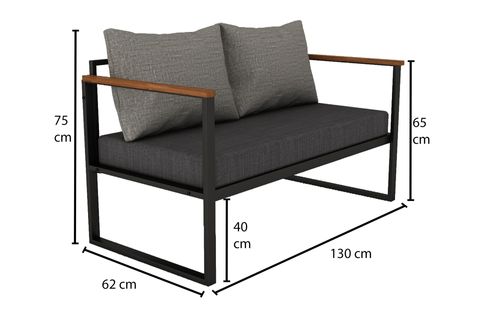 WOODESK NATURE İKİLİ BAHÇE KOLTUĞU, GRİ, CPT5505-130