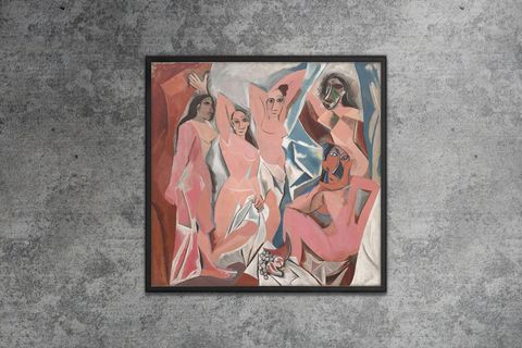 AHŞAP YAĞLI BOYA DOKULU TABLO, PICASSO AVİGNONLU KIZLAR