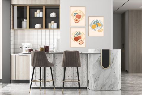 MUNİKA AHŞAP ÇERÇEVELİ ÜÇLÜ MUTFAK TABLO SETİ, 21X30, MNK075