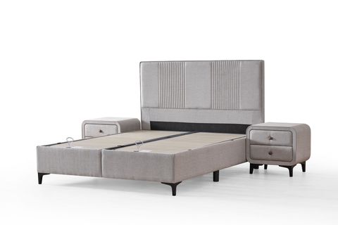 LİNE BAZA BAŞLIK YATAK SETİ, KETEN KREM, 150X200