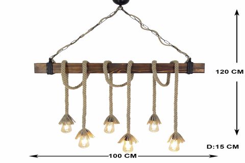 RETRO RUSTİK ALTILI SARKIT KÜTÜK AVİZE, HT055