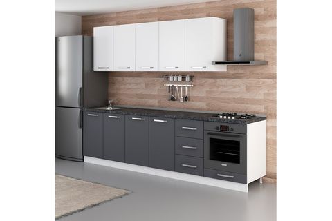 MİNAR ELİF 285 CM MUTFAK DOLABI BEYAZ ANTRASİT 285-A6