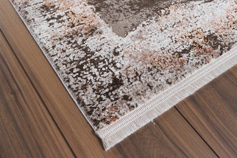 ATLAS HALI FRAPE FP02B KAHVE KREM TURUNCU MODERN SALON HALISI 100X200