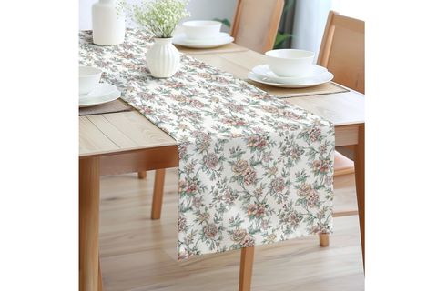 ROMANTİK ÇİÇEKLER PAMUKLU MASA RUNNER, 0078 50X150 CM
