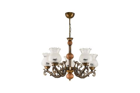 ELBE ZAMAK AVİZE MAT BEYAZ CAMLI, BEŞ KOLLU