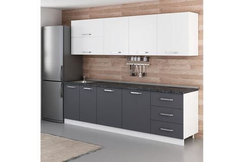 MİNAR DENİZ 270 CM MUTFAK DOLABI BEYAZ ANTRASİT 270-A1