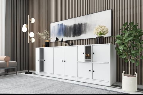 ASLI VİTRİN KNS-1087-Ç, DOLAPLI, BEYAZ, 195 CM