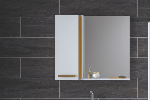 ALFA BANYO GOLD, BEYAZ (80+35 ) 115 CM LAVABOLU BANYO DOLABI TAKIMI