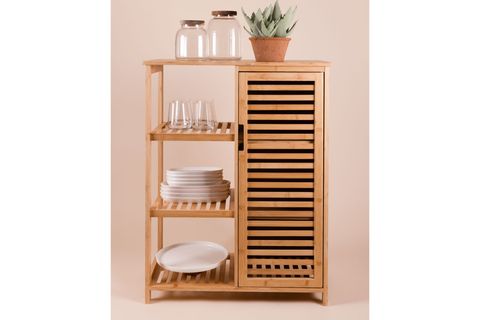 THE MİA BAMBU 4 KATLI KAPAKLI DOLAP RAF, 87X66X33 CM