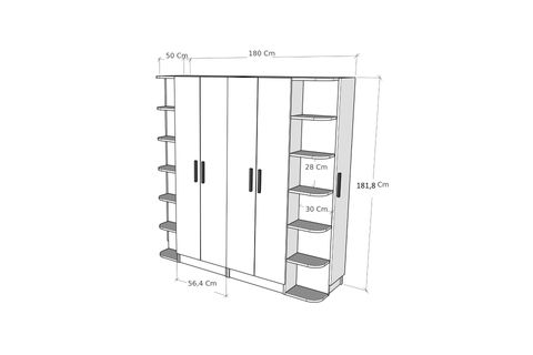 LİNDA LUSES GARDIROP, ATLANTİK ÇAM, 6 KAPAKLI
