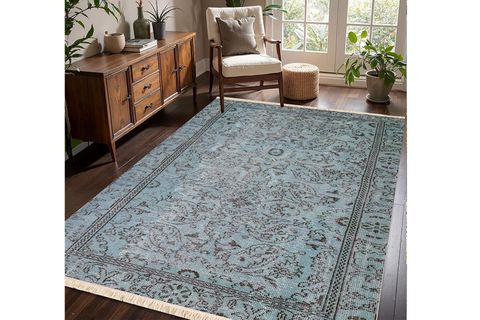 VİNTAGE MAVİ ETNİK KİLİM DOKUMA TABAN HALI, 320 YNG, 80X200 CM
