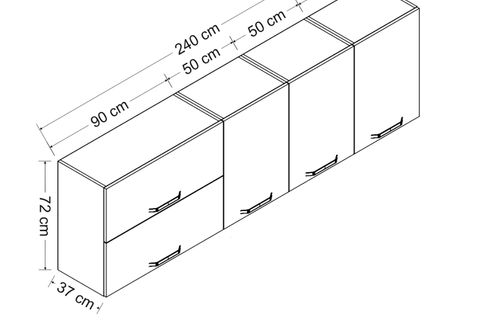 MİNAR 240 CM MUTFAK DOLABI BEYAZ 240-B2-ÜST MODÜL