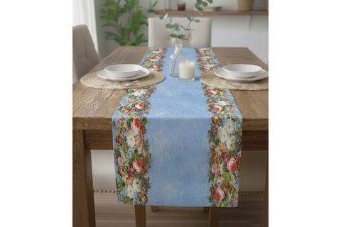RÖNESANS ÇİÇEKLERİ PAMUKLU MASA RUNNER, 0087 50X150