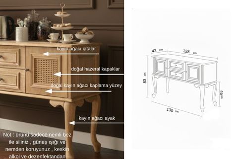 OLİVİA HAZERAN DETAYLI KONSOL, NATURAL AHŞAP